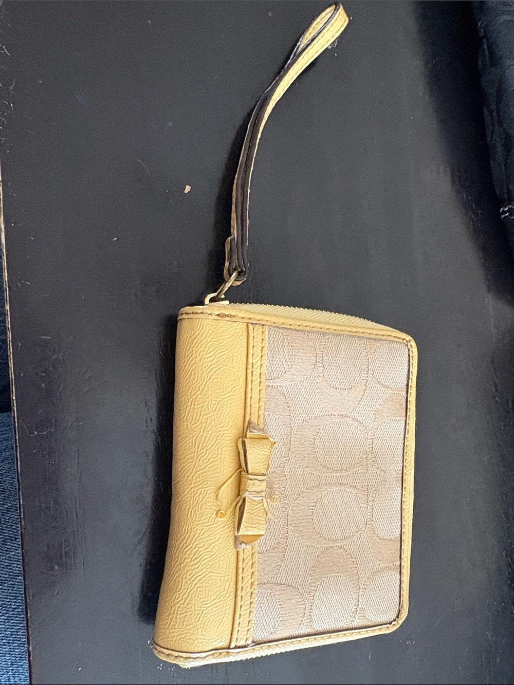 Yellow Wristlet Wallet with Signature Jacquard Panel